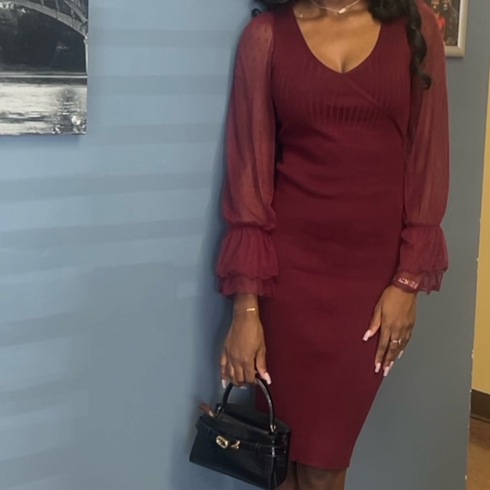 Almost Famous Deep Red Long Sleeve Dress